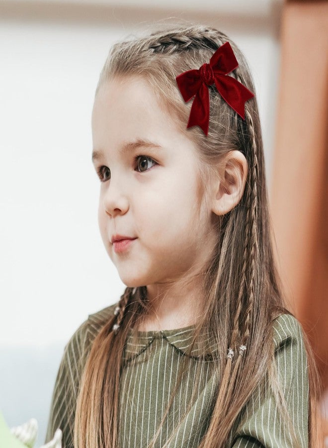 KCHIES Dark Red Velvet Ribbon Hair Bow Clips 3" Cute Valentines Alligator Barrettes Pins Bowknot Decor Accessory Small for Little Teen Toddler Baby Girls Kids Women Christmas Gift - Image 5